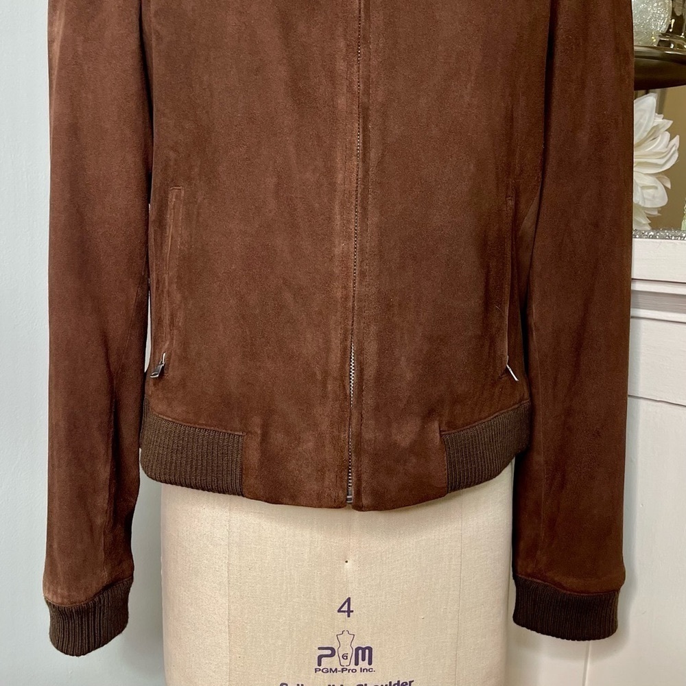 Talbots Brown Suede Leather Bomber Jacket Coat Women’s Size 14 - Picture 4 of 15